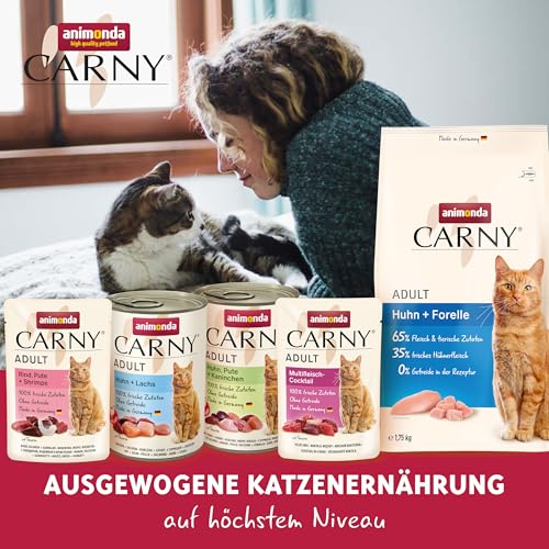 animonda Carny Adult Ocean Meeresvielfalt Nr. 1 (12 x 80 g), Katzennassfutter für ausgewachsene Katzen, Nassfutter mit zartem Fischfilet, Katzenfutter ohne Getreide und Zucker