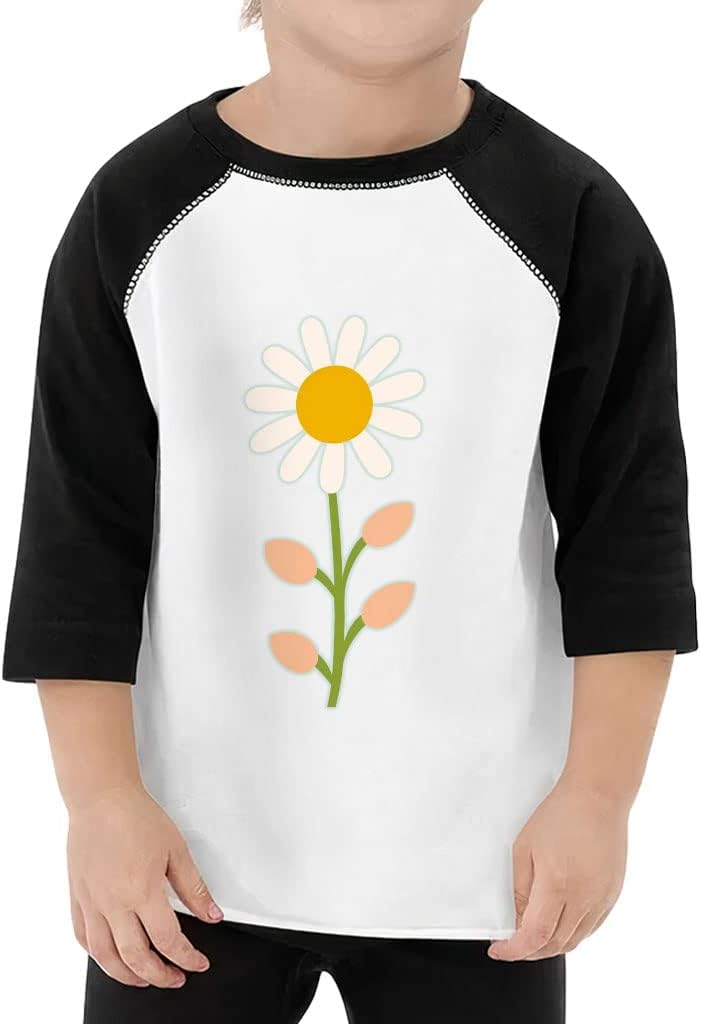Cute Daisy Toddler Baseball T-Shirt - Cartoon 3/4 Sleeve T-Shirt - Cool Kids' Baseball Tee