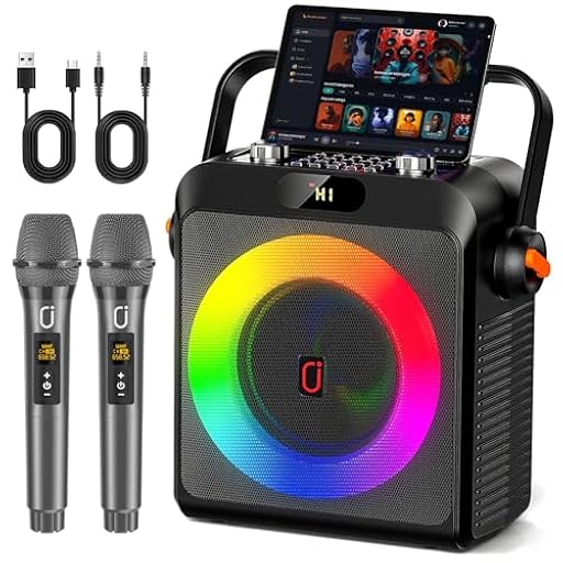 JYX Karaoke con 2 micrófonos, Altavoz Karaoke Bluetooth y Luces de DJ para Adultos y niños, PA Sistema con micrófono Karaoke Profesional portátil para Fiestas en casa, al Aire Libre | Ya disponible en tu tienda friki favorita! En mundofriki.es!