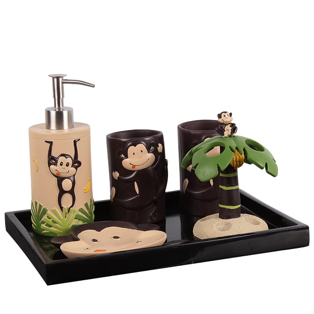 Set de bain singe pratique avec distributeur lotion et plateau