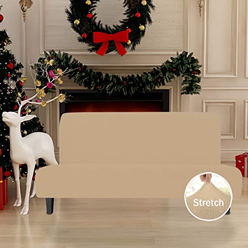 Image of Easy-Going Stretch Large Futon Slipcover Armless Futon Cover Sand