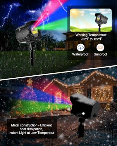 Laser Christmas Projector Lights Outdoor, 2025 Upgraded 3 Color Halloween Light Projector with Christmas Decorative Patterns, Waterproof, Indoor Holiday Decoration, Home Decor, Party, Garden — view 6