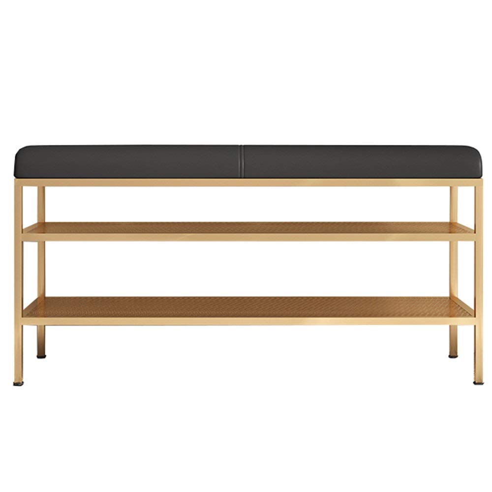 Étagère à Chaussures avec Coussin Banc Métal Noir 100cm
