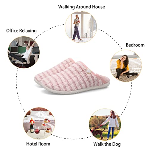 Image of Spesoul Fuzzy House Slippers for Women Men Indoor Closed Back Lightweight Cozy Faux Furry Lining Barefoot House Shoes Slipper Socks for Bedroom Home Office Yoga Outdoor Walking Shoes
