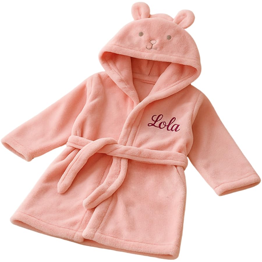 Peignoir Brodé Personnalisable avec Prénom pour Enfant ou Bébé