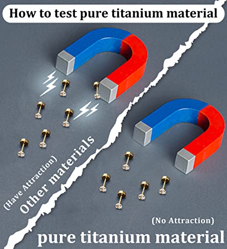 Mjust Titanium Earrings For Sensitive Ears 20G Titanium Studs And Hoop Earrings For Women Cubic Zirconia G23 Pure Titanium Cartilage Earrings Hypoallergenic Titanium Flat Back Earrings(S) #TOP5