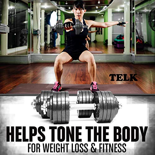 Telk Adjustable Dumbbells (200 Lbs Pair) With Gloss Finish And Secure Collars, 65 With Connector, 105 To 200 Lbs #TOP4