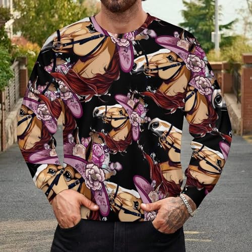 Horse Racing Fascinator Hat Sweatshirt for Women Men Long Sleeve Shirts Pullover Sweater Tops Casual2