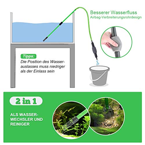 boxtech Cambio d'Acqua per Acquario, Detergente per Ghiaia per acquari Kit con sifone, Vestito per Il Cambio dell'Acqua dell'acquario e la Pulizia della Sabbia dell'acquario - Image 3