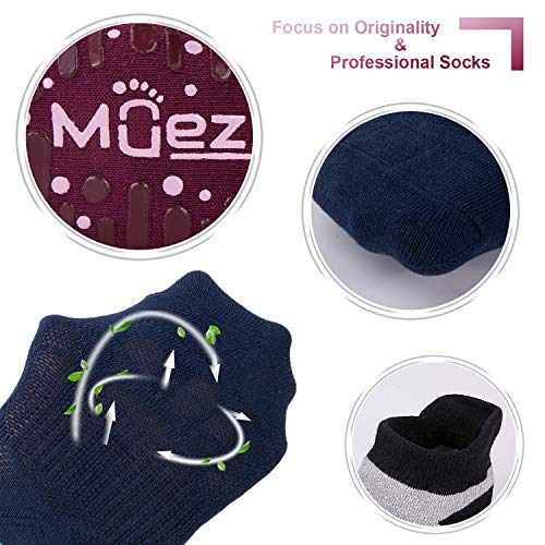 Image of Muezna Non Slip Yoga Socks for Women, Anti-Skid Pilates, Barre, Hospital Socks with Grips, Size 5-10