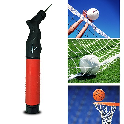 Koommy Bike Pump with Needle Presta & Schrader Valve Compatible - Ergonomic Air Pump for All Your Inflatables - Basketball, Football, Soccer Ball, Volleyball, Fitness Balls