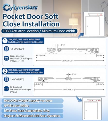 Kit de rodillos para puerta corredera empotrada bidireccional con cierre suave | con ruedas de bolas de nailon, compatible con kits Johnson 1060 y 1062, y rieles de series 100/134F/138F/2610F, ruedas triplas de bolas de nailon de 2 pulgadas miniatura 6