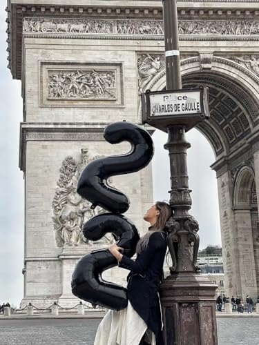 Image of 2 Balloon Numbers Birthday Decorations, 40In Black Balloons for Men Women | Eye-catching Appearance, Perfect Decorative Centerpieces, Convenient Self-sealing Structure, Widely for Various Occasions