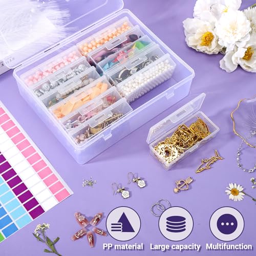 Image of Cosics Bead Organizers and Storage, Rectangular Jewelry Storage Boxes with Lid, 12 Mini Storage Case for Small Projects, DIY Craft Jewelry, Stickers, Nails Art, Screws, Seeds