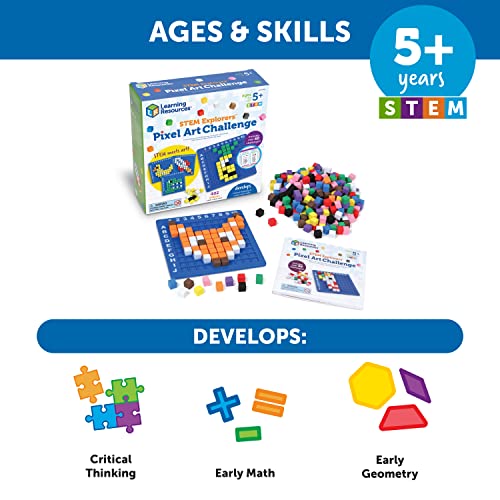 Learning Resources STEM Explorers Pixel Art Challenge - Math Puzzles, Pattern Blocks, Sensory Bin, Arts and Crafts, Math Manipulatives, Building Toys, Montessori - Image 6