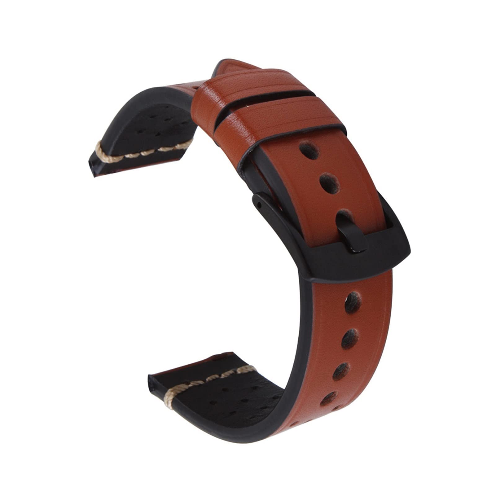 Uhrenarmband， Handgefertigtes Retro-Uhrenarmband aus echtem Leder. Handgenähtes perforiertes Kalbslederarmband
