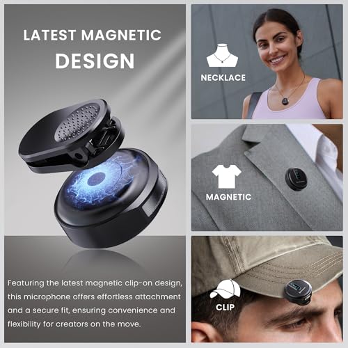 Image of CrossBeats Clip Wireless Mic for YouTube Video Recording| Vlog Collar Lavalier Lapel Type C Microphone for Youtubers with Noise Cancellation for iOS and Android| Bluetooth Mic Mike (Silver, M02)