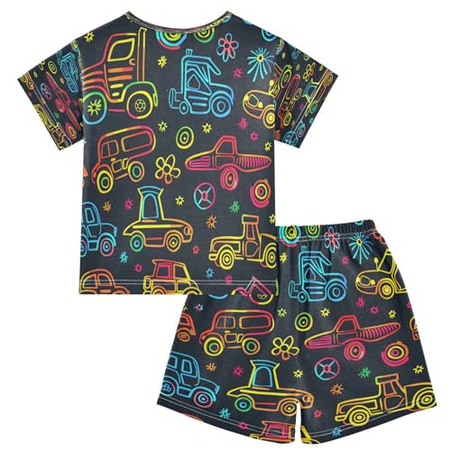 senya Short Sleeve Pajamas Sets Summer Cotton Sleepwear Cute Car Line2