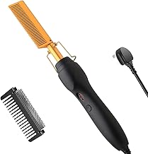 Hot Comb Hair Straightener Electric Straightening Comb, Fast Heating Premium Golden Titanium Ceramic Beard Straightener Brush Anti-Scald Beard Straightener