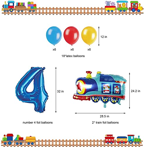 Jopary Train 4Th Birthday Decorations Boys Train, 4 Years Old Birthday Party Supplies With Number 4 Foil Balloons Train Birthday Banner,Latex Balloons For Kids Train Birthday Party Decoration #TOP5