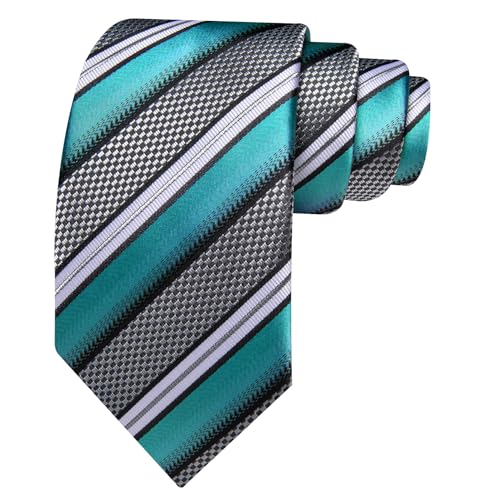 Image of Barry.Wang Mens Tie Set Plaid Check Neckties Formal Business Wedding Luxury Pocket Square Cufflinks