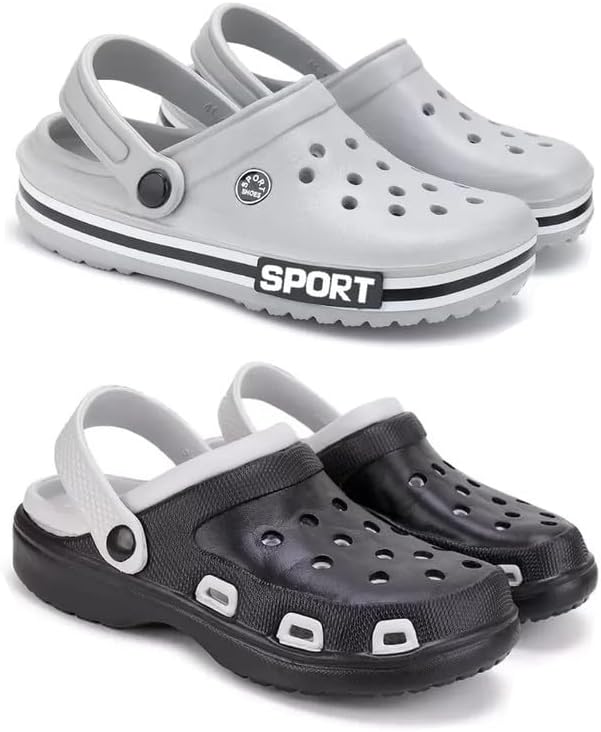 Lightweight Classic Clogs | Sandals |Slider Adjustable Back Strap for Men-Combo(2)-3016-3017