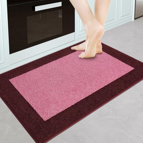 Image of Machine Washable Throw Rug 24 inch x 36 inch, Non Slip Kitchen Mat for Floor, Absorbent Entryway Rug for Kitchen, Bathroom, Door