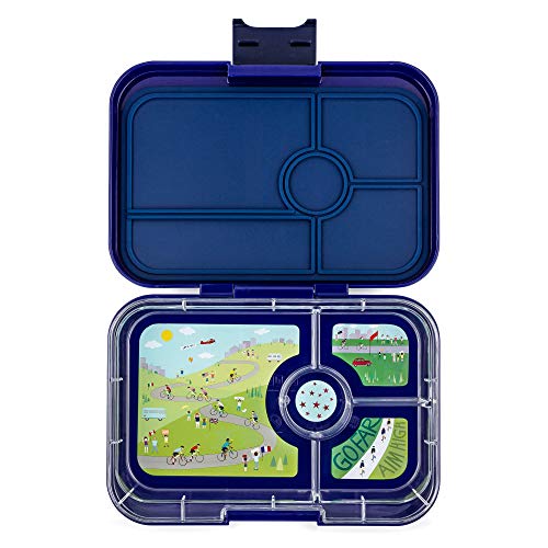 YUMBOX TAPAS Larger Size (Portofino Blue) 4 Compartment Leakproof Bento Lunch Box for Kids, Teen and Adults