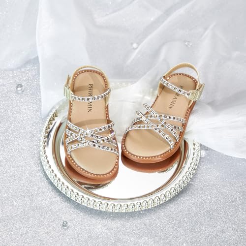 Image of PHIRAMIN Toddler Flower Girl Sandals - Girl Dress Shoes Toddler Little Kid Wedding Party