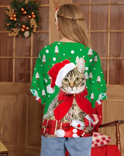 Idgreatim Boys Girls Ugly Christmas Sweater Funny 3D Long Sleeve Xmas Sweatshirt with Fleece Size 4-163