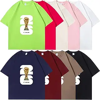 [XinShang] ワールドカップ 2026 トロフィー デザイン Tシャツ サッカー 応援服 観戦用 半袖 ユニセックス メンズ レディース キッズ 親子コーデ 9色展開 ポリエステル 速乾 普段使い