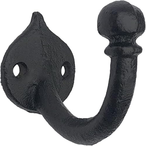 Miniatura 3 de DPOWERFUL Ganchos de hierro fundido negro vintage  Perchas de pared con punta de bola de estilo antiguo para baño, armario y vestíbulo, diseño