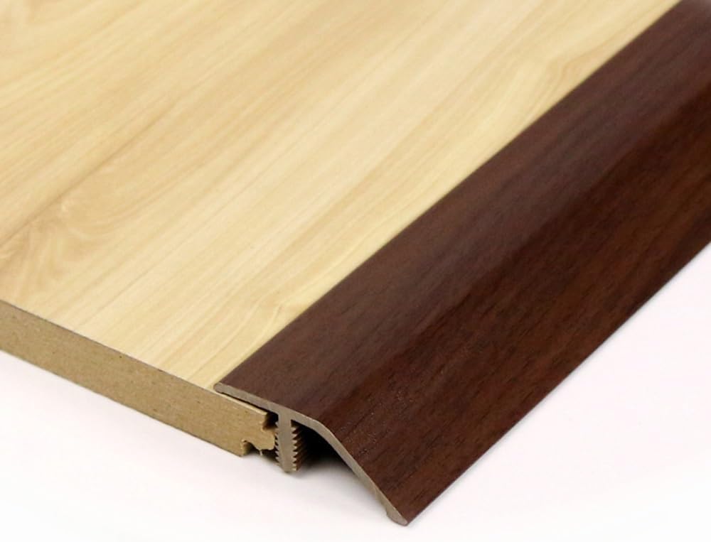 Vinyl Flooring Transition Strip Wood to Tile, Wood Grain Threshold Ramps for Doorways, Reducer Transition Strip for Uneven Floors Height Difference 10-20mm(Black Walnut)