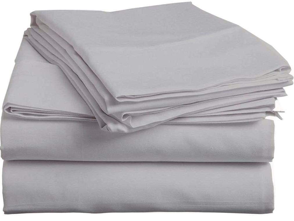 Giza Sheets-Queen Size Giza Cotton Sheets Set - My-Giza-Sheets - Giza Cotton Bed Sheet Set-100% Certified Long Staple Giza Cotton Fits Upto 18'' Deep Pocket - Giza Sheets (Silver Grey)