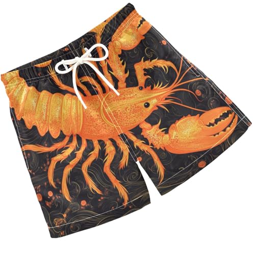 Pigsaly Boys Swim Trunks Cute Lobster Sparkle Boys Board Shorts Swimsuit Swimwear Summer Bathing Suit S Multicolor