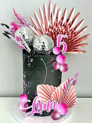 JeVenis 13 PCS Rose Gold Balls Cake Decoration Baby Shower Cake decoration Palm Leaves Cake Decoration Rose Cake decoration Boho Cake Decoration Palm Leaves Cake Decoration