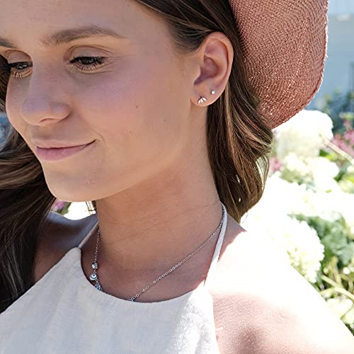 CZ Stud Earrings [.925 Sterling Silver] 2mm Post w/Simulated Diamond Cubic Zirconia Crystals [Hypoallergenic]4