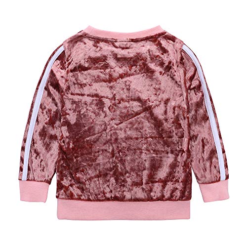 Image of Mary ye 2Pcs Fashion Toddler Baby Girl Velvet Sweatshirt Tops Pant Set Tracksuit
