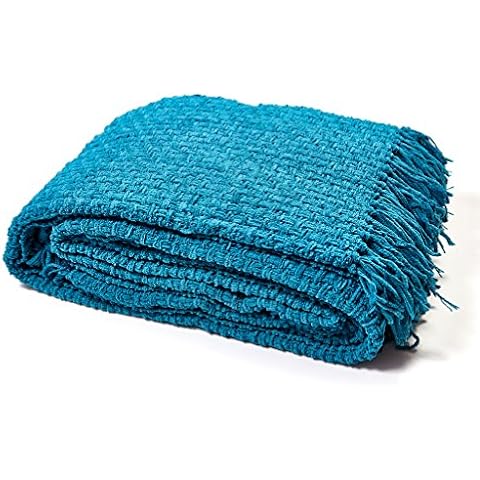 StylemyBedroom Luxury Chunky Chenille Knitted Sofa/Bed Throw Blanket in 7 Colours & 4 Sizes (152cm x 203cm (60" x 80"), Teal Blue) Cover