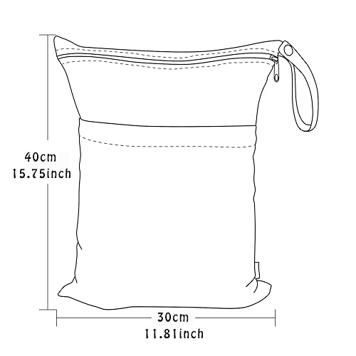 Miniatura 5 de Bolsa húmeda, paquete de 2 bolsas de pañales de tela seca húmeda para bebé, bolsa multifuncional, impermeable, lavable, reutilizable para viajes,