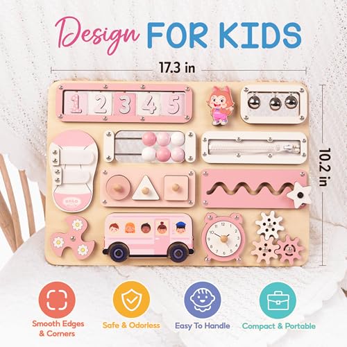 large busy board montessori toys for 1 2 3 year old - sensory toys for toddlers 1-3 - fine motor skills amp early learning - montessori gift for boys amp girls - travel-friendly amp safe