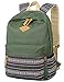 mygreen Kawaii Girls Backpack for School - Lightweight Canvas Backpack for Teens Ages 8-12, Fits 15 Inch Laptop, Cute Boho Floral Design, Durable & Comfortable Army Green