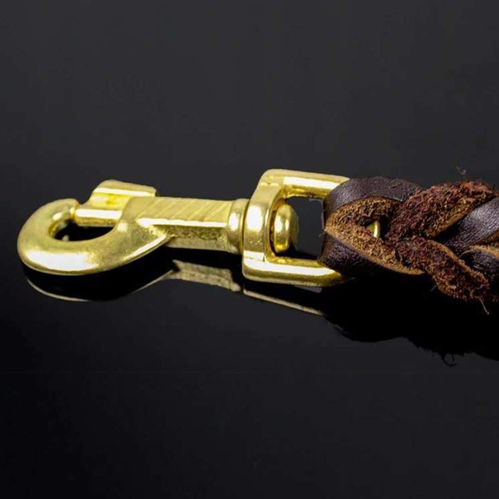 Correa Trenzada de Cuero Cadena de Correa para Caminar para Mascotas Cuerda de Perro Gancho de Cobre Fuerte para Perros medianos y Grandes Marrón-Red-Brown-1.9M*1.2CM