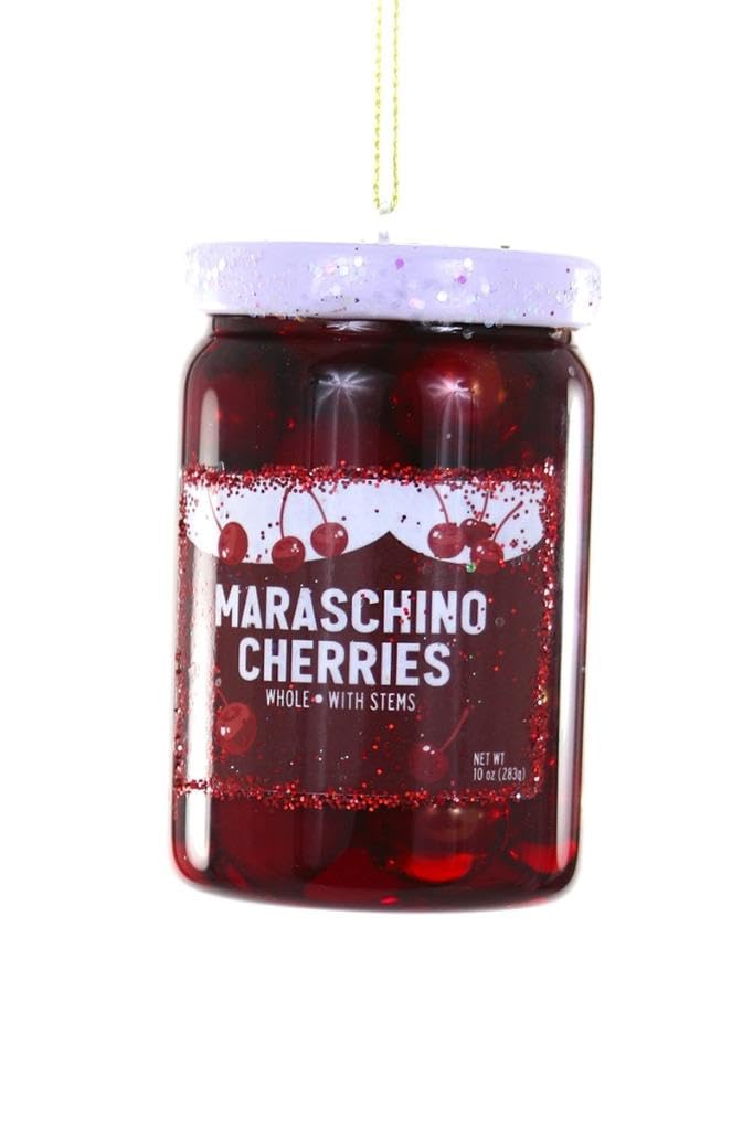 Cody Foster & Co Multi Color Maraschino Cherries Bar Garnish Jar Glass Christmas Ornament