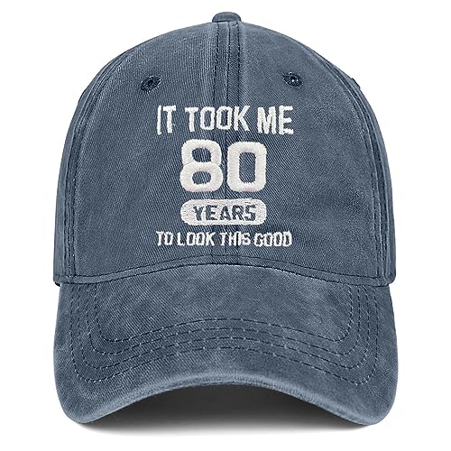 Image of 80th Birthday Gifts 80 Year Old Gifts Ideas for Men Women It Took Me 80 Years to Look This Good Hat Washed Cotton Hat