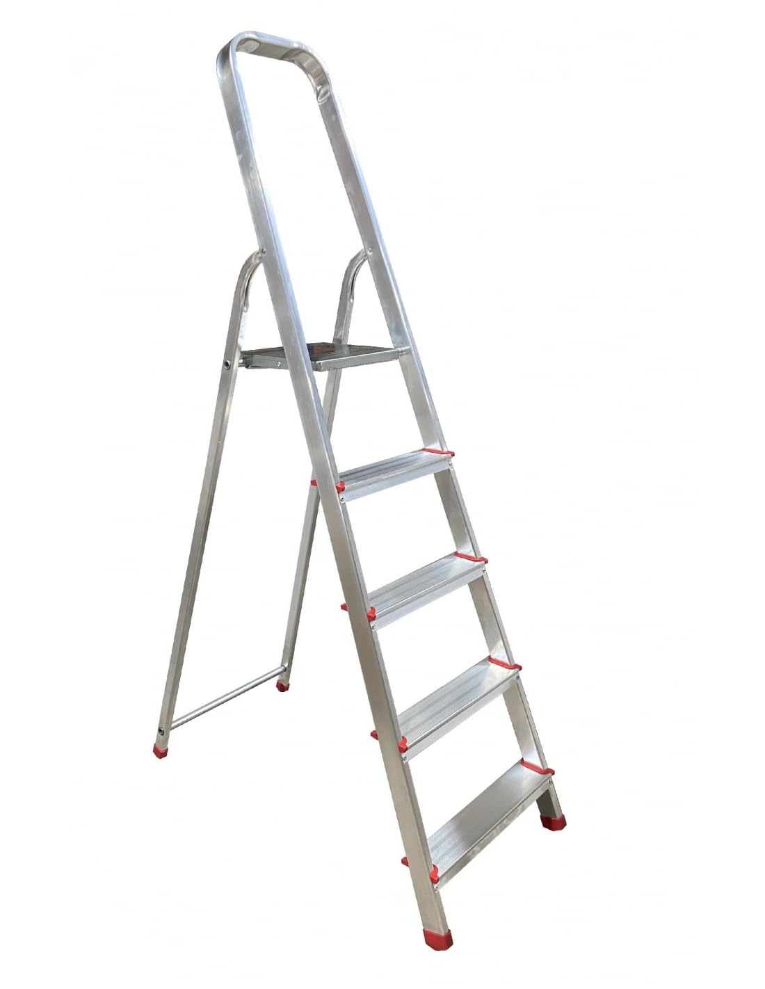 Folding Scissor Ladder, Aluminium Ladder, Multi-purpose, Non-Slip, Lightweight and Strong, Home Ladder, Easy Transport (5 Treads)