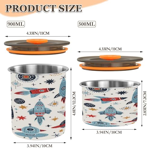 Envase hermético de acero inoxidable para café Cartoon Rockets 17oz miniatura 2