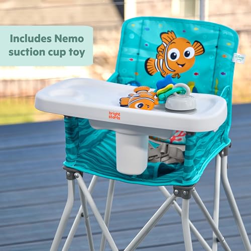 Image of Bright Starts Disney Baby Finding Nemo Pop 'n Dine Portable Highchair, Suction Cup Nemo Toy, Space Saving High Chair for Indoor /Outdoor Dining with Fast, Easy, Compact Fold, 6 Months - 45 Pounds