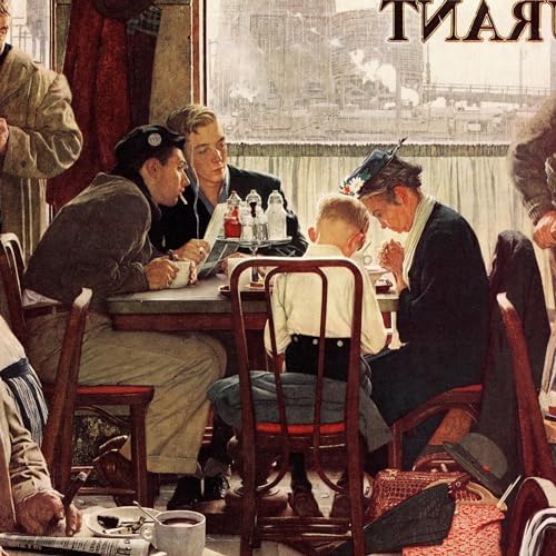 ART.COM Wall Giclee Print Saying Grace, November 24,1951" by Norman Rockwell, 16x16