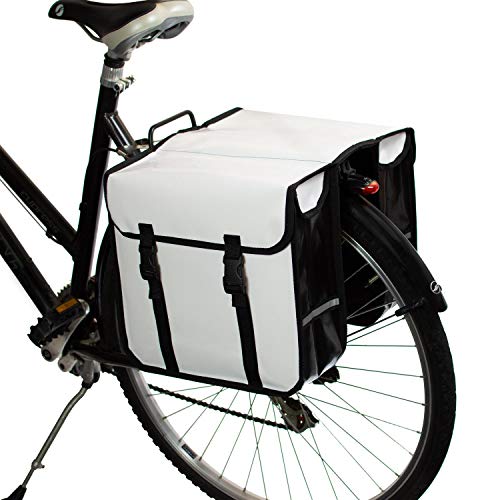 BikyBag Classic CW - Wasserdicht Doppel Fahrradtasche Gepäckträgertasche (Weiß) Cover